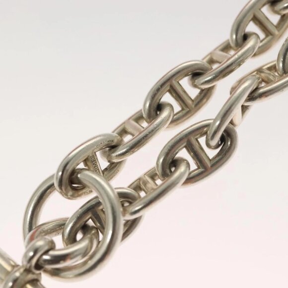 HERMES Chene Dunkle MM Bracelet Ag925 17 Links Silver Auth 135953V - Picture 5 of 13